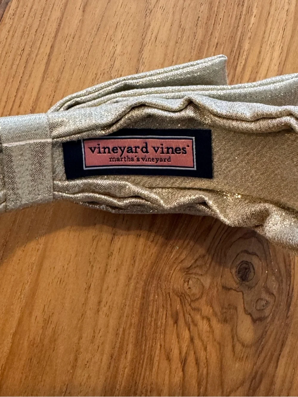 Vineyard Vines Headband Shiny Gold with Bow Toddler/Small Child